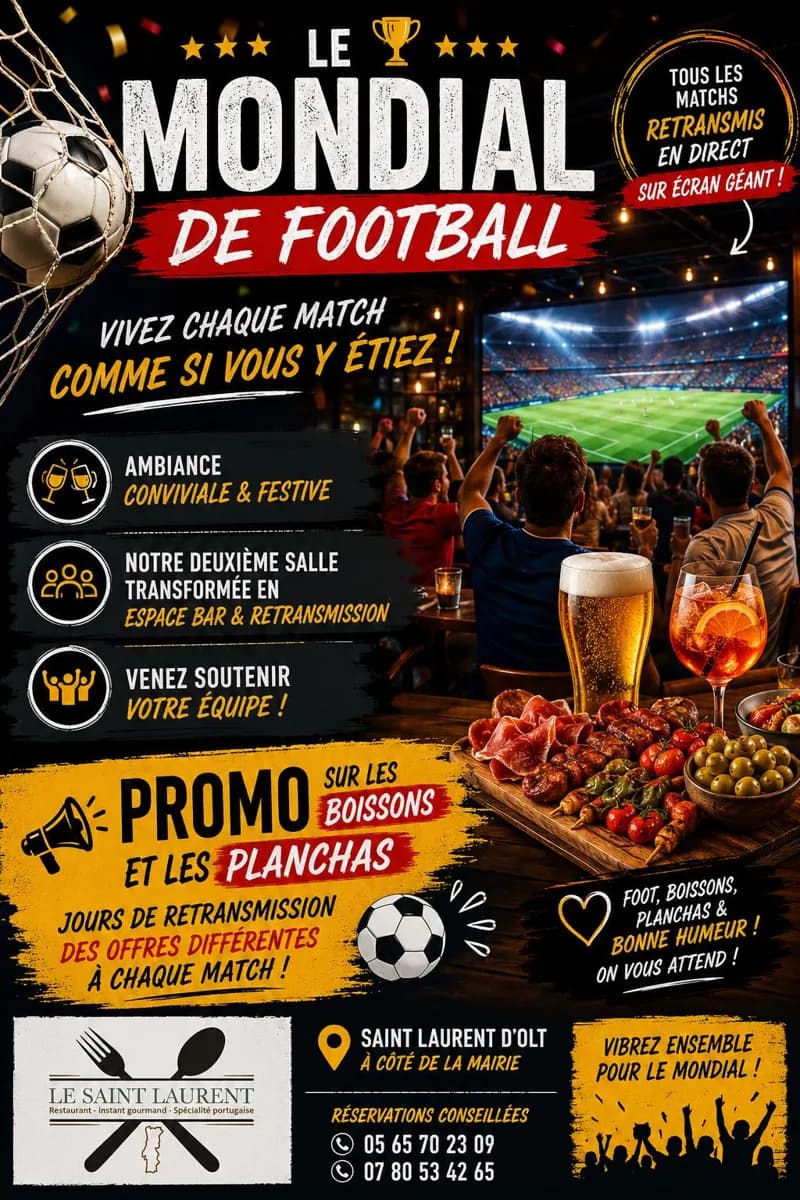 Le Mondial de football au bar-restaurant Saint Laurent